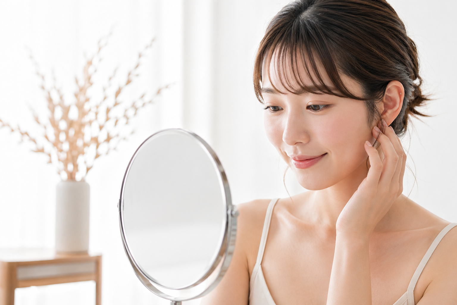 鏡を見る女性 - 自分らしい美しさを引き出すコンセプト